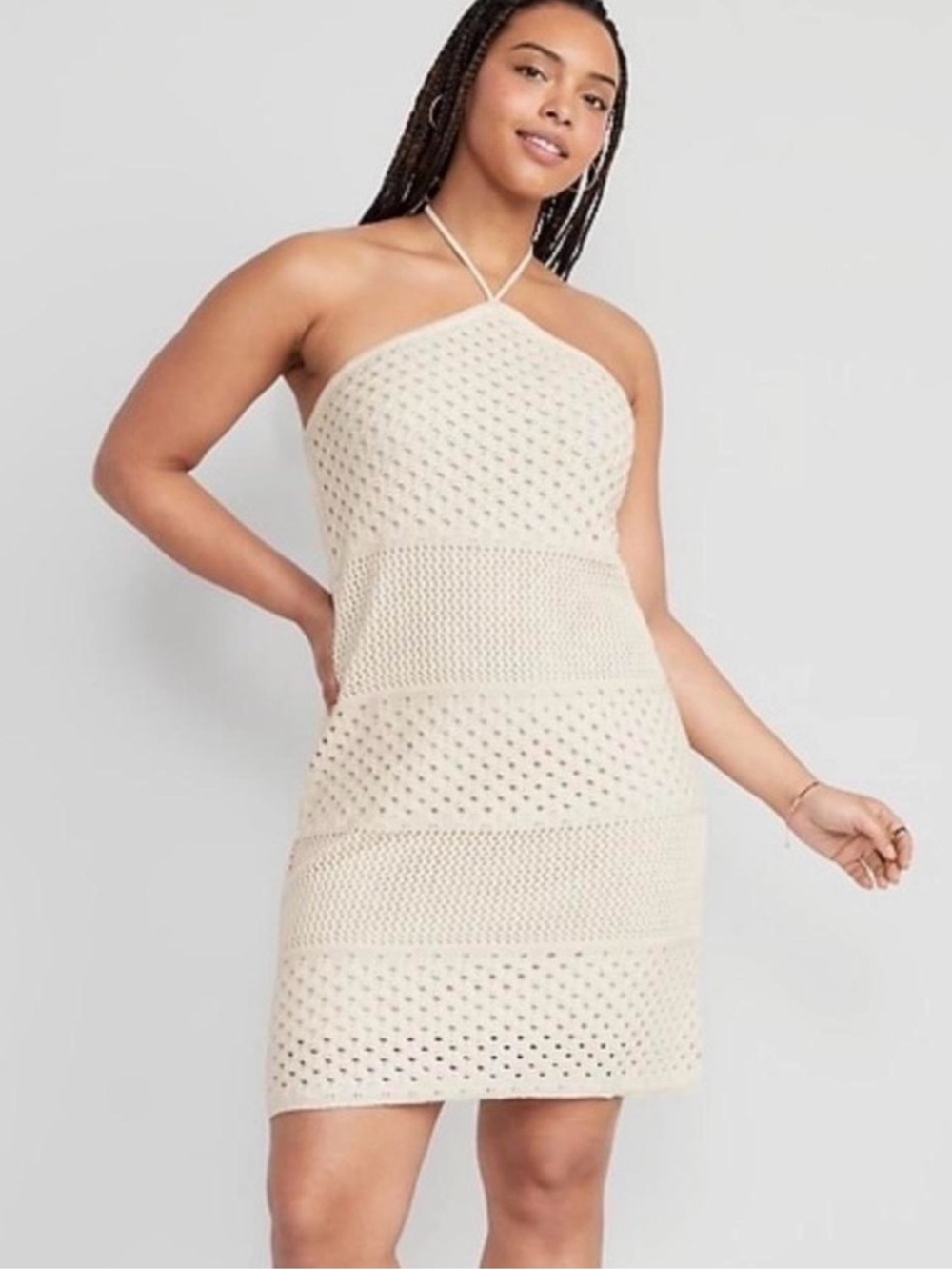 NWT Old Navy Halter Crochet Mini Dress | Size: L | Cozy Cashmere
